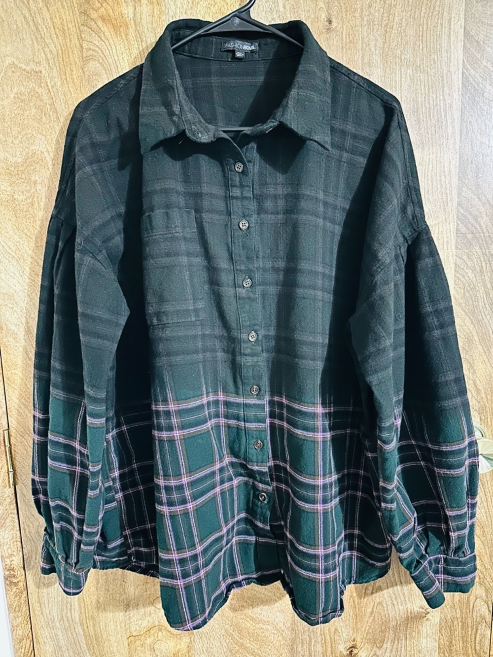 Fashion Nova Black Plaid Button-Up Shirt